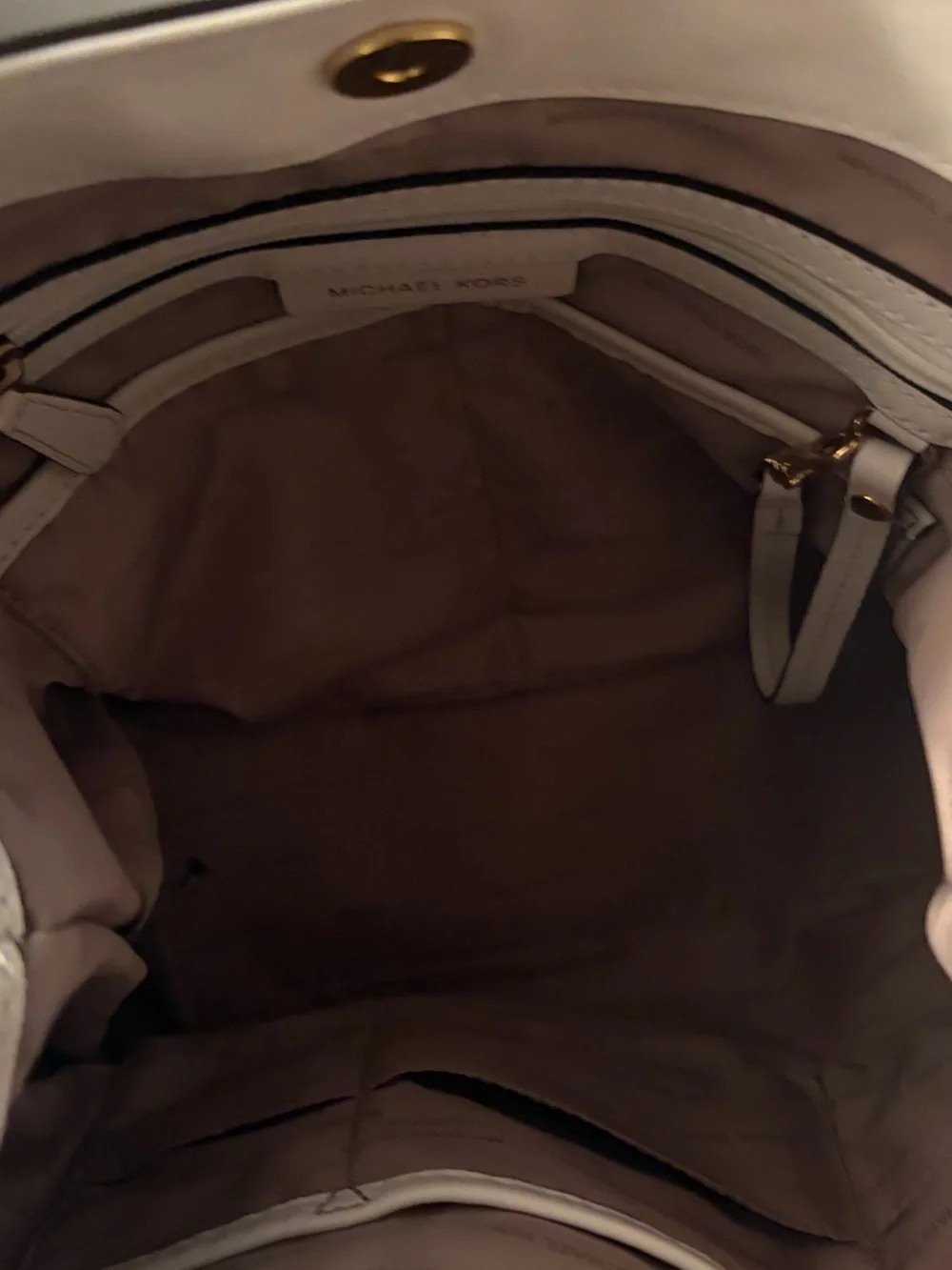 Michael Kors Cream Leather Shoulder Hobo with Gold Accents